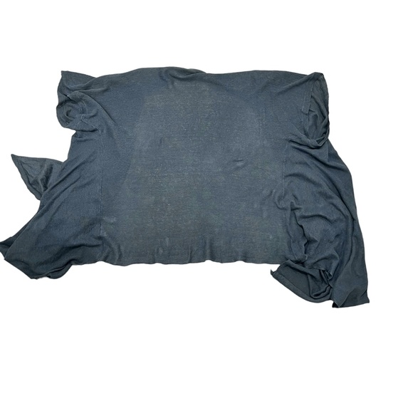 PURE DKNY STEEL BLUE LINEN SHORT SLEEVE MULTIWAY DRAPE FRONT OPEN CARDIGAN - Picture 5 of 16